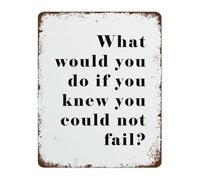JMVLVLOA Funny Motivational Quote Retro Tin Sign What Would You Do If Knew Could Not Fail Vintage Metal Wall-Art For Office 8 X 12 in