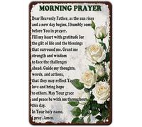 JMVLVLOA Inspirational Morning Prayer Metal Tin Sign Daily Motivation Wall-Art for Entryway or Living Room 8 X 12 in