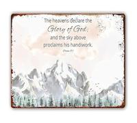JMVLVLOA Metal Sign Psalm 19 1 The Heavens Declare The Glory of God Vintage Scripture Wall Decor 8 X 12 in