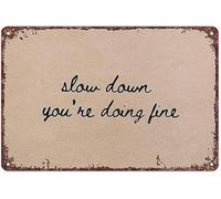 JMVLVLOA Retro Motivational Sign Slow Down Youre Doing Fine on Tin Wall-Art for Office Bathroom or Studio 8 X 12 in