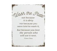 JMVLVLOA Wash The Plate Quote Metal Sign Mother Teresa Vintage Tin Inspirational Wall-Art for Home (8 X 12 in)
