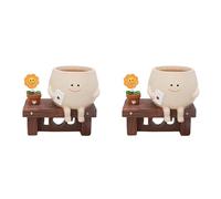Jnchdghwa 2X Maceta con Forma de Cara Sonriente, Diseño de Girasol Sentado, de Resina, Ideal para Interiores y Exteriores.
