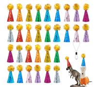 Jnchdghwa 30 Mini Sombreros de Fiesta para Figuras de Animales, PequeñOs Conos de Purpurina con Pompones.