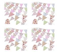 Jnchdghwa 4X Banderines de Tela de 40 Pies, 42 Piezas de Banderines para Exteriores, Bandera Floral de Algodón Vintage con Esquinas para Fiesta de Cumpleaños Jardín