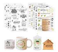 JNYUTEEN 10 Hojas Rub On Sticker, Pegatinas de Transferencia Multicolor 21 x 14,8 cm/8,3 x 5,8 Inch, Pegatinas para Muebles con Frases y Motivos para Velas Cristal y Fotoálbumes DIY