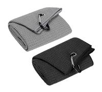 JNYUTEEN 2 Piezas Toalla de Golf, 60 x 40 cm Toallas de Golf de Microfibra con Gancho, Toallas de Golf de Tres Pliegues Toalla de Limpieza Toalla Deportiva para Campo de Golf Correr Yoga Acampada