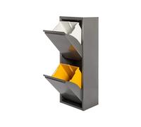 JOBGAR Cubo de basura y reciclaje Metálico de 2 compartimentos, 2x17L (34L) Gris brillo PAT 2