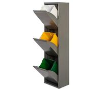 Jobgar Cubo de Basura y Reciclaje Metálico de 3 Compartimentos 51L Blanco Mate PAT 3 Glitter Gray 3x17L