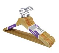 Jocca - Perchas de Madera | Barra para los Pantalones y Muescas para Evitar Que se deslicen Las Prendas | Gancho Cromado | 44x16x1,1cm (32)
