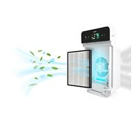 Purificador de aire Jocca con triple filtro, luz UV, generador de iones negativos, temporizador programable de hasta 8 horas, mando a distancia e indicador de la calidad del aire