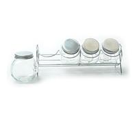 JOCCA Set de 4 pots a épices en cristal transparent et gris