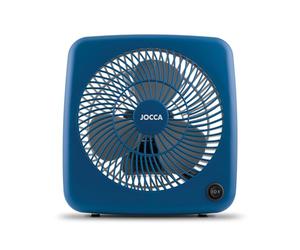 Jocca - Ventilador Pórtatil de Suelo o Mesa| 5 Aspas| 3 Velocidades| Apagado Automático| Temporizador| Box Fan| Antivuelco| 30cm Diámetro| Hogar u Oficina| (30W Azul)