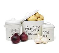 Joejis Caja para Guardar Patatas Juego de 3,Los potes metálicos del contenedor de alimentos con tapa con circulación de aire de 360° lo mantienen fresco por más tiempo - Guardar patatas y Cebollas