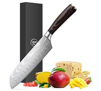 joeji's Kitchen Cuchillo Santoku de acero inoxidable con mango ergonómico de madera cuchillo japones afilado para cortes finos y precisos cuchillo cocina de chef japonés muy versátil