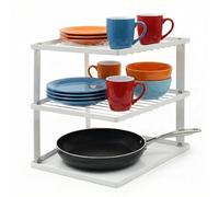 joeji's Kitchen Estante para platos Soporte platos para almacenamiento en armarios de cocina Organizador platos estante cocina de 25x25x19cm de color blanco
