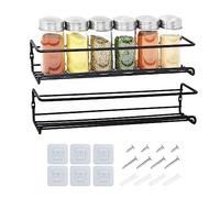 joeji's Kitchen Estanteria especias de dos niveles | Organizador de condimentos para estanteria cocina | Organizador de especias para colgar en la pared, estante de especias color negro