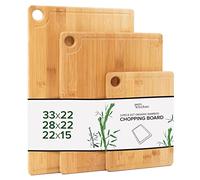 Joeji's Kitchen Juego de 3 Tablas de Cocina - Tablas de Cortar Cocina de 100% Madera Bambú - Ranura y Agujero para Colgarla - Eco Resistente e Naturalmente Antimicrobiano - Diferentes Tamaños