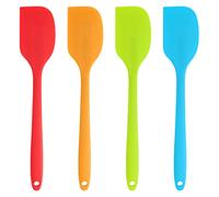 Joeji's Kitchen Juego de 4 Espatulas Silicona cocina - Espatula silicona para Hornear - Utensilios de cocina de silicona Antiadherente - Grandes en Naranja Rojo Verde Azul