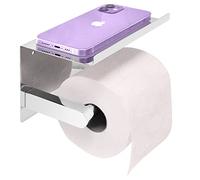Joeji's Kitchen Porta Rollos de Papel Higienico - Acero INOX - Portarrollos Baño 3M Adhesivo Fuerte o Tornillos - Prueba de óxido con Estante Porta para telefono movil - Cromo