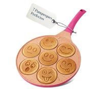 Joeji's Kitchen Sartén para Crepes 7 Huecos 26,5cm - Crepes y Crepes Frigideira - Diseño de Cara Infantil y Divertida - Antiadherente - Todo Tipo de Placas de Cocción e Inducción - Rosa