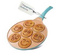 Joeji's Kitchen Sartén Tortitas Sonriente - Antiadherente frigideira panquecas 7 Agujeros Sartén para Crepés de Desayuno para Niños 26 cm - Azul