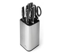 Joeji's Kitchen Soporte cuchillos cocina universal - Portacuchillas de Acero Inoxidable con ranuras adicionales para tijeras y varilla de afilado - Prueba de herrumbre, fácil de limpiar y drenar