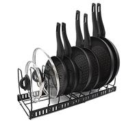 joeji's Kitchen Soporte para sartenes para armario Organización de cocina con 2 estantes para ollas Soporte para sartenes para armario Organizador de tapas de ollas con 9 ranuras