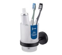 Joeji's Soporte para cepillos de Dientes - Soporte higiénico para cepillos de Dientes - Soporte Grande para cepillos de Dientes Esmerilado y de Acero Inoxidable, Juego de baño en Negro