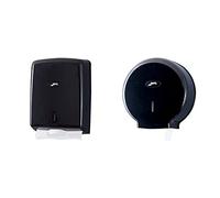 Jofel AH37600 Dispensador de Toallas de Manos Zig-Zag Smart (Z-600), Negro + Portarrollos Smart Mediano, 300 m, Negro