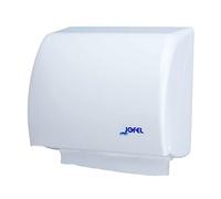 Jofel - Dispensador de Papel de Manos, Toallas Faciales, Dispensador de Papel Secamanos de Pared, Combi: 400 Toallitas Zig-Zag o Bobina de 90 mts Carcasa ABS, Azur AH45000, Blanco