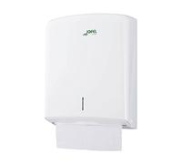 Jofel - Dispensador de Papel de Manos, Toallas Faciales, Dispensador de Papel Secamanos de Pared, hasta 600 Toallitas Zig-Zag, Antibacteriano, Carcasa ABS, Azur AH33700, Blanco