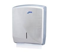 Jofel - Dispensador de Papel de Manos, Toallas Faciales, Dispensador de Papel Secamanos de Pared, hasta 600 Toallitas Zig-Zag, Carcasa de Acero Inoxible Resistente, Futura AH25000, Inox. Satinado