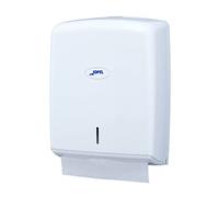 Jofel - Dispensador de Papel de Manos, Toallas Faciales, Dispensador de Papel Secamanos de Pared, hasta 600 Toallitas Zig-Zag, Higiénico, Carcasa ABS, Valor AH37000, Blanco