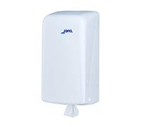 Jofel - Dispensador de Papel en Bobina hasta 130mm Mecha en Continuo, Bobina Especial para Dispensar por el Centro de la Base, Maxima Higiene, Carcasa de ABS, Clásica AG32000, Blanco