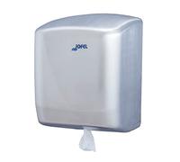 Jofel - Dispensador de Papel en Bobina hasta 205mm Mecha en Continuo, Bobina Especial para Dispensar por el Centro de la Base, Maxima Higiene, Carcasa de Acero, Futura AG45000, Inox. Satinado