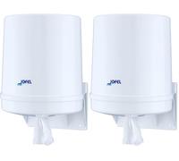 Jofel - Dispensador de Papel en Bobina hasta 205mm Mecha en Continuo, Bobina Especial para Dispensar por el Centro de la Base, Maxima Higiene, Carcasa de ABS, Clásica AG20020, Blanco (Paquete de 2)