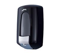 Jofel - Dosificador de Jabón Líquido para Pared, Recargable con Capacidad para 0.9L, Dispensador Jabón Baño Rellenable, Válvula Anticorrosión y Antigoteo, Carcasa ABS, Aitana AC70600, Negro