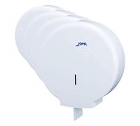 Jofel - Portarrollos de Papel Higiénico Industrial Grande, Dispensador de Papel en Rollos de hasta 400m, MAX. 260mm de Diámetro, Mandril de 55mm, Ideal en Baños Públicos WC, Azur AE55300, ABS Blanco