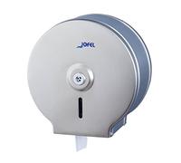 Jofel - Portarrollos de Papel Higiénico Industrial Mediano, Dispensador de Papel en Rollos hasta 300m, max. 220mm de Diámetro, Mandril de 18 a 55mm, Carcasa Acero Inoxidable Satinado, Clásico AE21300