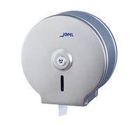 Jofel - Portarrollos de Papel Higiénico Industrial Pequeño, Dispensador de Papel en Rollos hasta 200m, max. 190mm de Diámetro, Mandril de 18 a 55mm, Carcasa Acero Inoxidable Satinado, Clásico AE23200