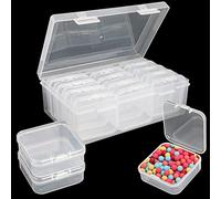 Jogoico 12 Piezas Caja Plastico Pequeña con Tapa, 5.5x5.5x2cm Reutilizable | Cajas Almacenaje Pequeña Cajas Transparentes Organizadores Apilables para Abalorios Bisutería Pintar Diamantes