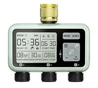 Johgee Ordenador de riego 3 Salidas Independientes con Entrada de latón, Reloj Digital de riego con retardo de Lluvia, Control automático/Manual de riego, Temporizador para