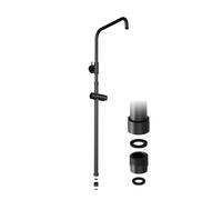 JOHO Barra de ducha de acero inoxidable con fijaciones de pared variables, Barra de pared para ducha de lluvia, Columna de ducha Reuglable 69-111 cm con soporte y adaptador roscado, Negro