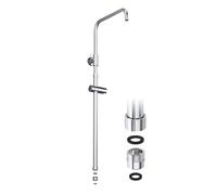 JOHO Barra de ducha de acero inoxidable con fijaciones de pared variables, Barra de pared para ducha de lluvia, Columna de ducha Reuglable 69-111 cm con soporte y adaptador roscado, Cromo