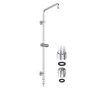 JOHO Barra de ducha de acero inoxidable con fijaciones de pared variables, Barra de pared para ducha de lluvia, Columna de ducha 91 cm con soporte y adaptador roscado, Cromo