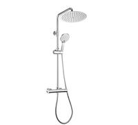 JOHO Columna de Ducha Acero Inoxidable con Grifo Thermostato, Set Ducha con Barra Altura Adjustable con Ducha Mano Alcachofa y Cabezal Rociador Lluvia 25cm, Cromo
