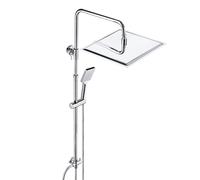 JOHO Columna de Ducha Acero Inoxidable sin Grifo Thermostato, Set Ducha con Barra Altura Adjustable con Ducha Mano Alcachofa y Cabezal Rociador Lluvia 30x30cm, Cromo