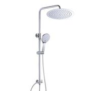 JOHO Columna de Ducha Acero Inoxidable sin Grifo Thermostato, Set Ducha con Barra Altura Adjustable con Ducha Mano Alcachofa y Cabezal Rociador Lluvia 25cm, Cromo