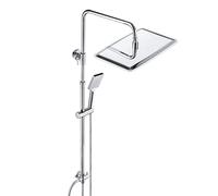 JOHO Columna de Ducha Acero Inoxidable sin Grifo Thermostato, Set Ducha con Barra Altura Adjustable con Ducha Mano Alcachofa y Cabezal Rociador Lluvia 35x25cm, Cromo
