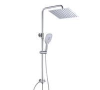 JOHO Columna de Ducha Acero Inoxidable sin Grifo Thermostato, Set Ducha con Barra Altura Adjustable con Ducha Mano Alcachofa y Cabezal Rociador Lluvia 25x25cm, Cromo
